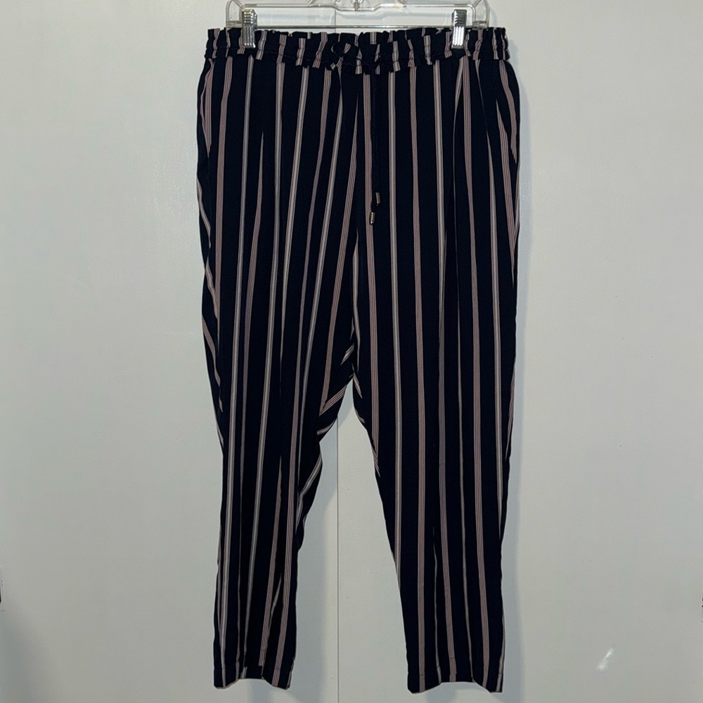 Charlotte Russe Navy Blue Striped Pull On Casual Pants Stretch Women’s XL
